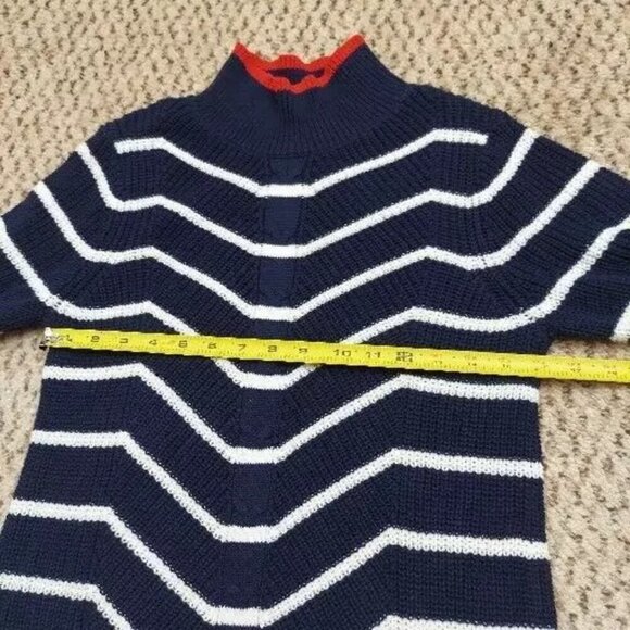 Crown & Ivy Women's Crochet Sweater Blue with White Stripes size XS - Picture 10 of 14